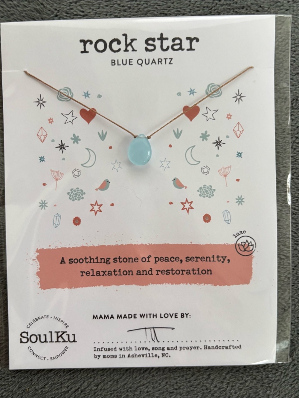 SoulKu Blue Quartz Healing Necklace for Peace & Relaxation